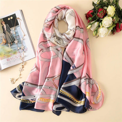 Lightweight Floral Silk Scarf for Women
