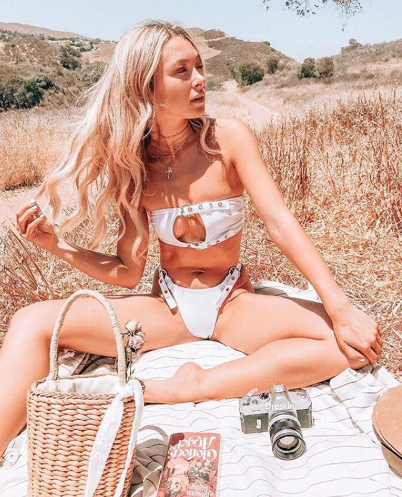 Buckle Bikini Button-down Swimwear