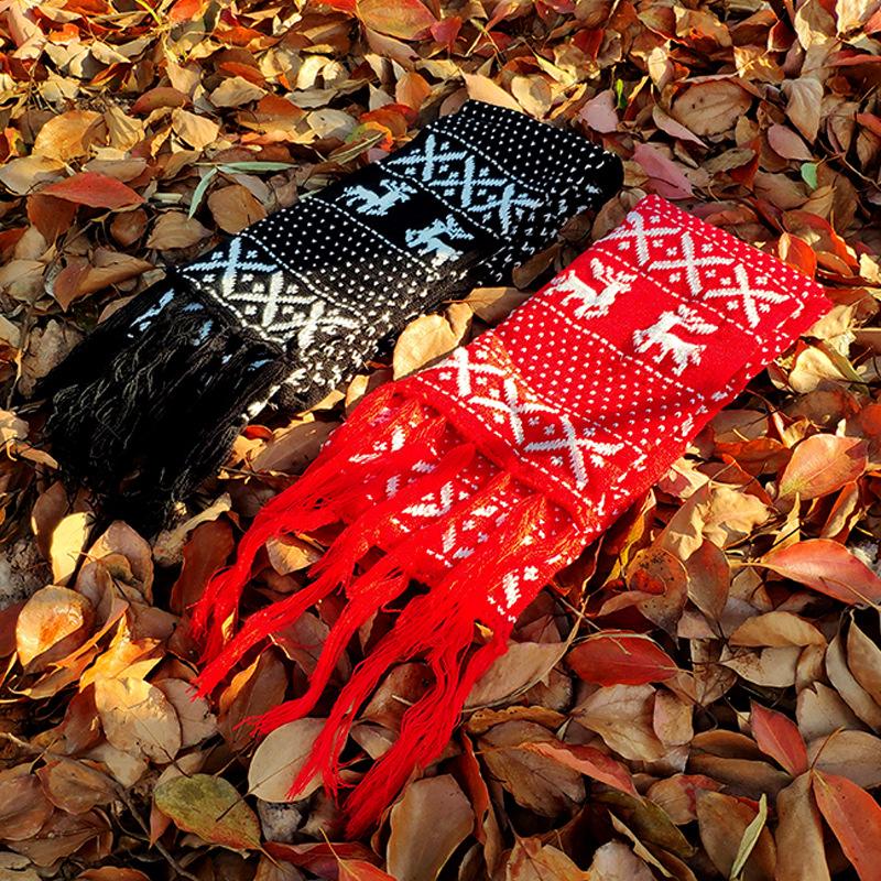 Christmas Elk Snowflake Knitting Scarf Casual Travel Warm Couple Scarves Shawls