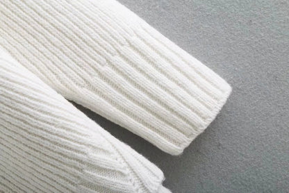 Slit Hem Knit Pile Collar High Low Sweaters
