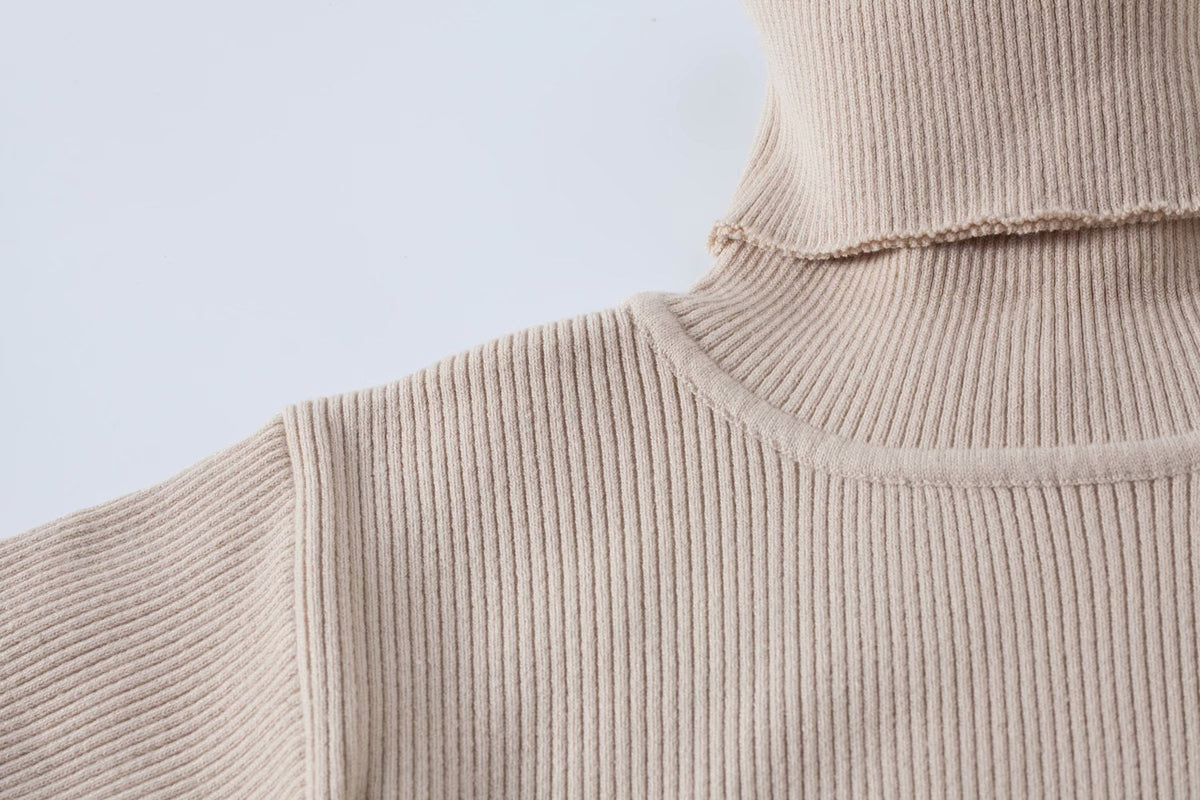 High-collared Lantern Sleeve Crop Tops Sweaters Red