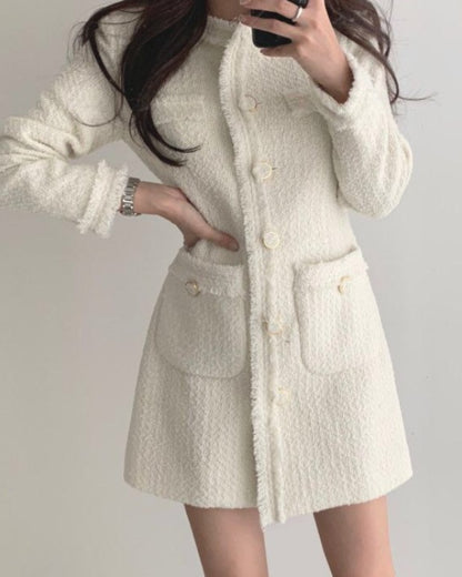 Single-breasted Splicing Coat Bodycon Mini Dresses