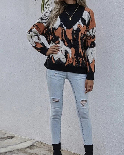 Multicolor Contrast Color Sweater Knit