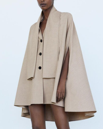 Single-breasted V-neck Cloak Capes Outerwear