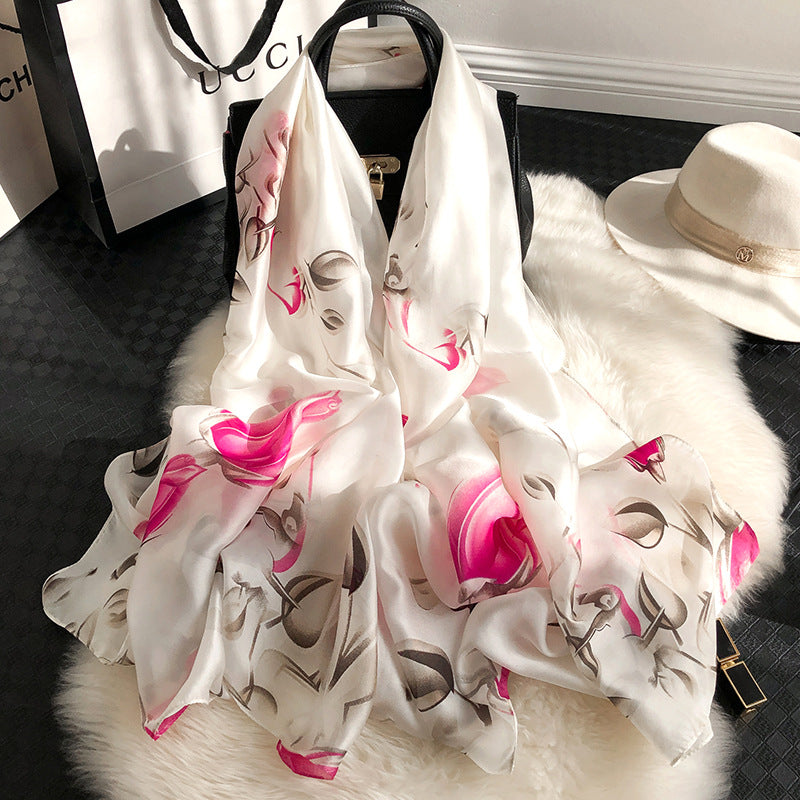 Vogue Silkly Scarf for Women Lightweight Flower Shawl Wraps Holiday Scarf Gift Scarves Women