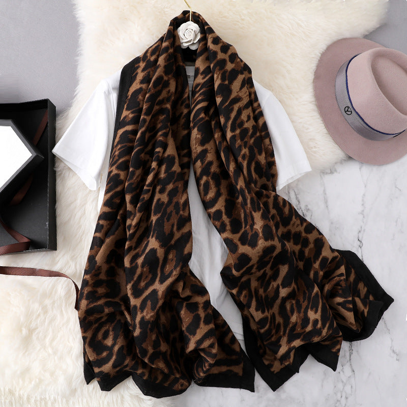 Fashion Leapord Warm Cotton Scarf Shawl Wrap for Women Ladies Girls 90x180