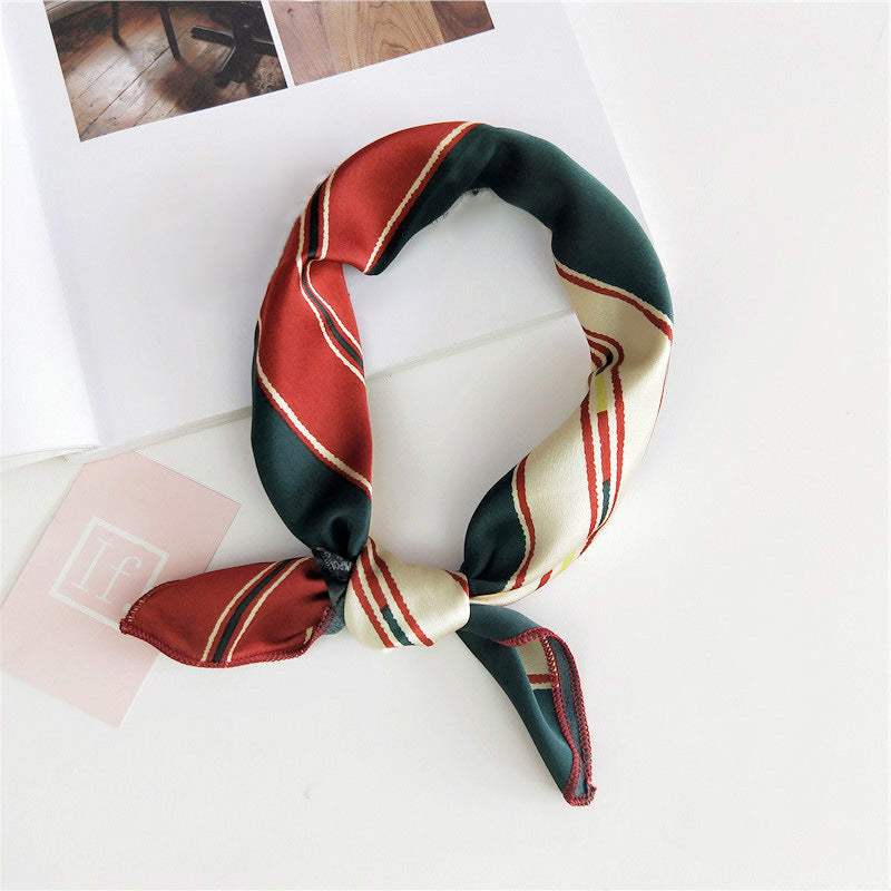 Floral Print Silk Small Square Scarf for Women - 40 Colors