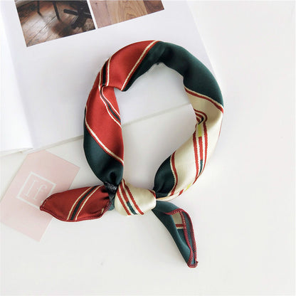 Floral Print Silk Small Square Scarf for Women - 40 Colors