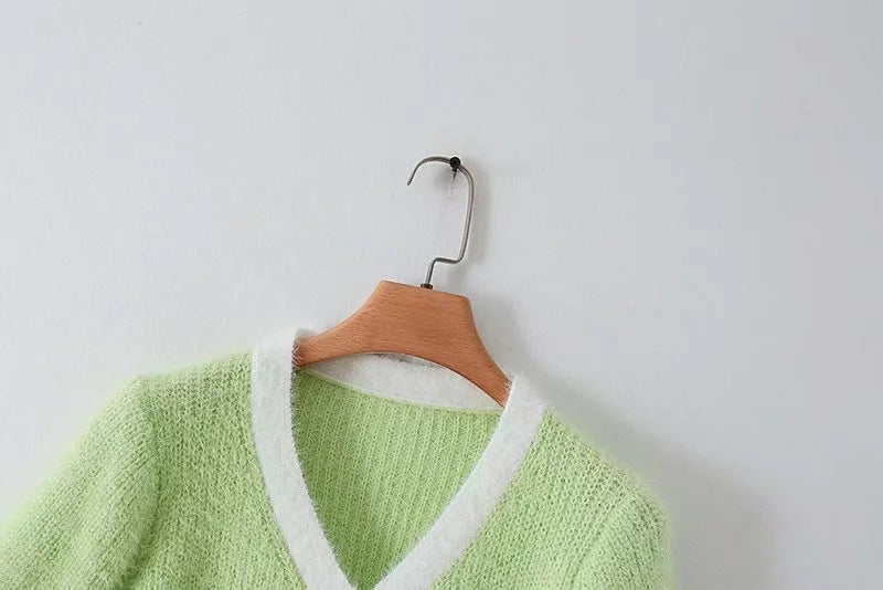 Mohair Single-breasted Knitting Short Cardigan