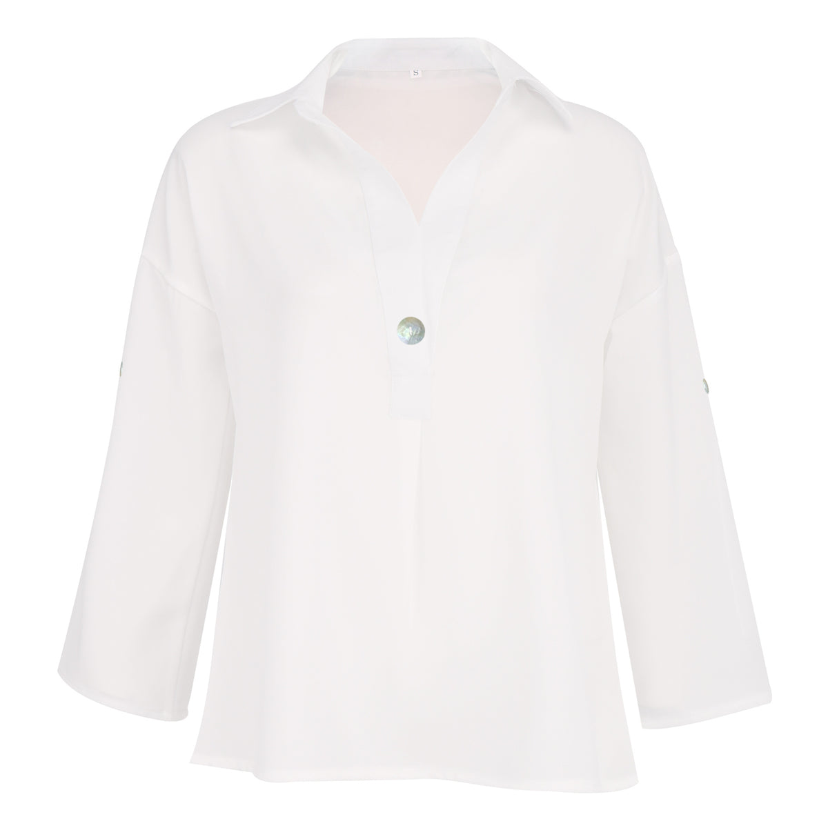 Women V Neck Button Breathable Loose Shirt