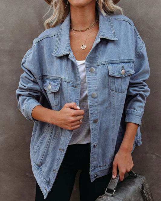 Single-breasted Pile Collar Denim Outerwear Cardigans