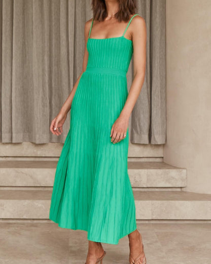 Stretch Ribbed Suspenders Knit Bodycon Maxi Dresses