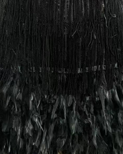 Backless Tassel Feather Sequins Party Mini Dresses