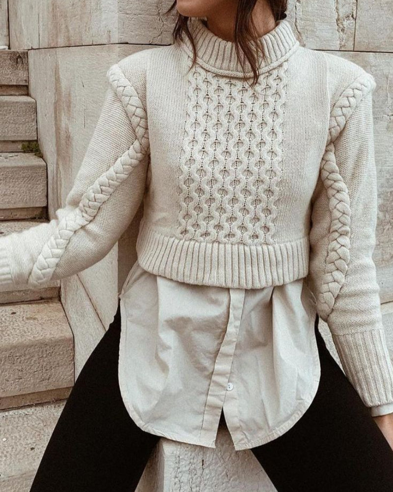 Shoulder Padded Geometry Tops Sweaters