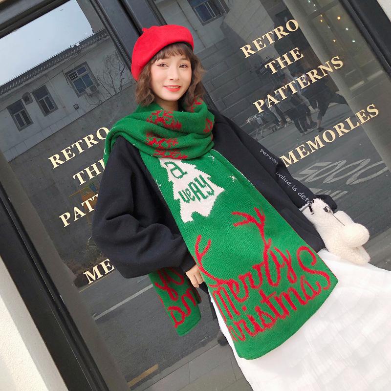 Merry Christmas Elk Long Scarf Casual Travel Warm Scarves Shawls