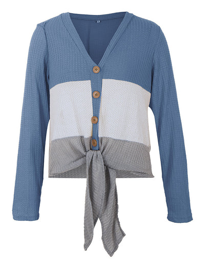 Women's Casual V-neck Single-Breasted Cardigan Sweater