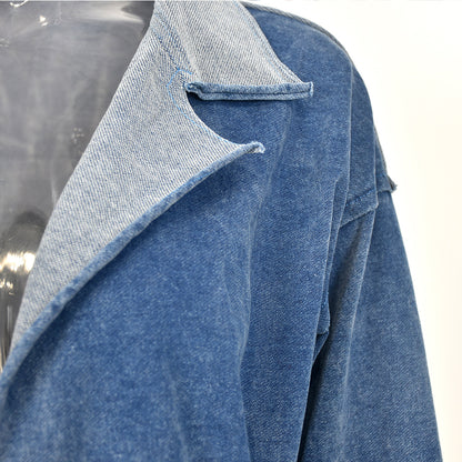 Casual Pile Collar Pocket Denim Outerwear Cardigans