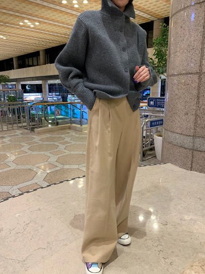 Single-breasted Vintage Lapel Sweater Outerwear