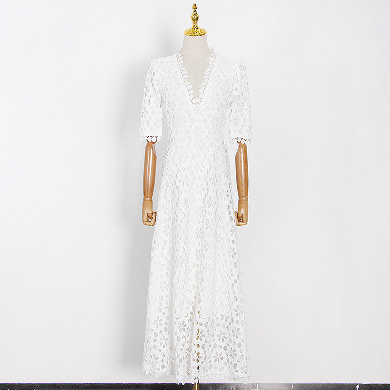 Party Lace Floral Flower Embroidery Maxi Midi Dresses