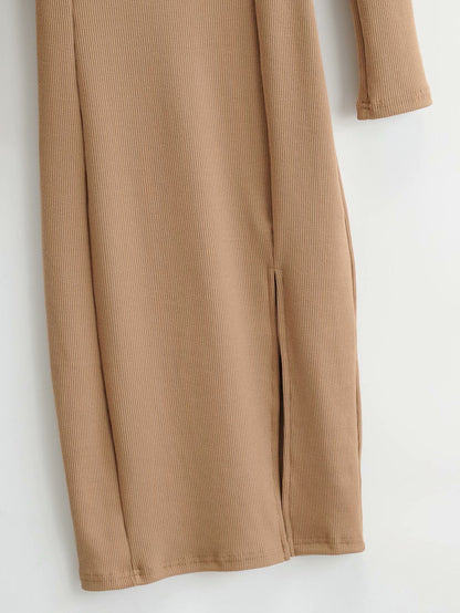 Vintage Square Collar Knit Sweater Midi Dresses