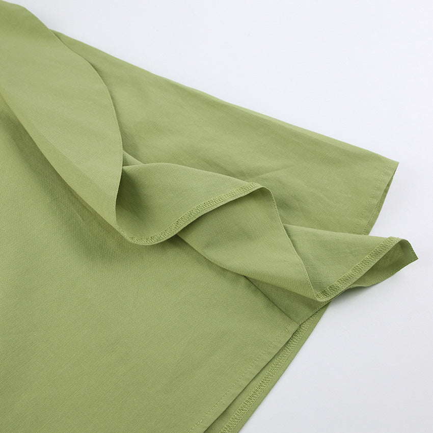 Lantern Bubbles Sleeve Ruffles Hem Backless Party Mini Dresses