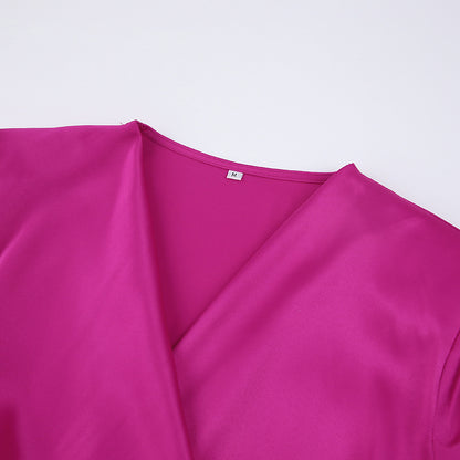 V-neck Satin Bodycon Mini Dresses