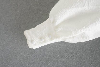 Elastic Sleeve Ruffled High-collared Laminated Sweaters Blouses