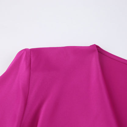 V-neck Satin Bodycon Mini Dresses
