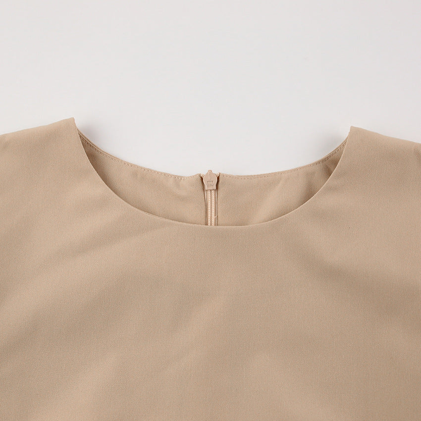 Party Zipper Lantern Sleeve Round Neck Bodycon Mini Dresses