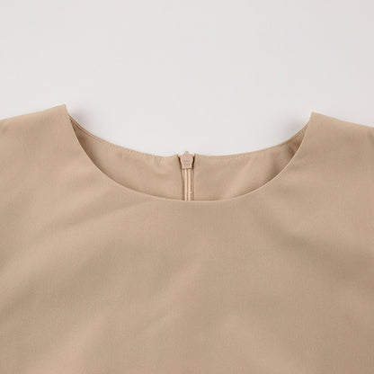 Party Zipper Lantern Sleeve Round Neck Bodycon Mini Dresses