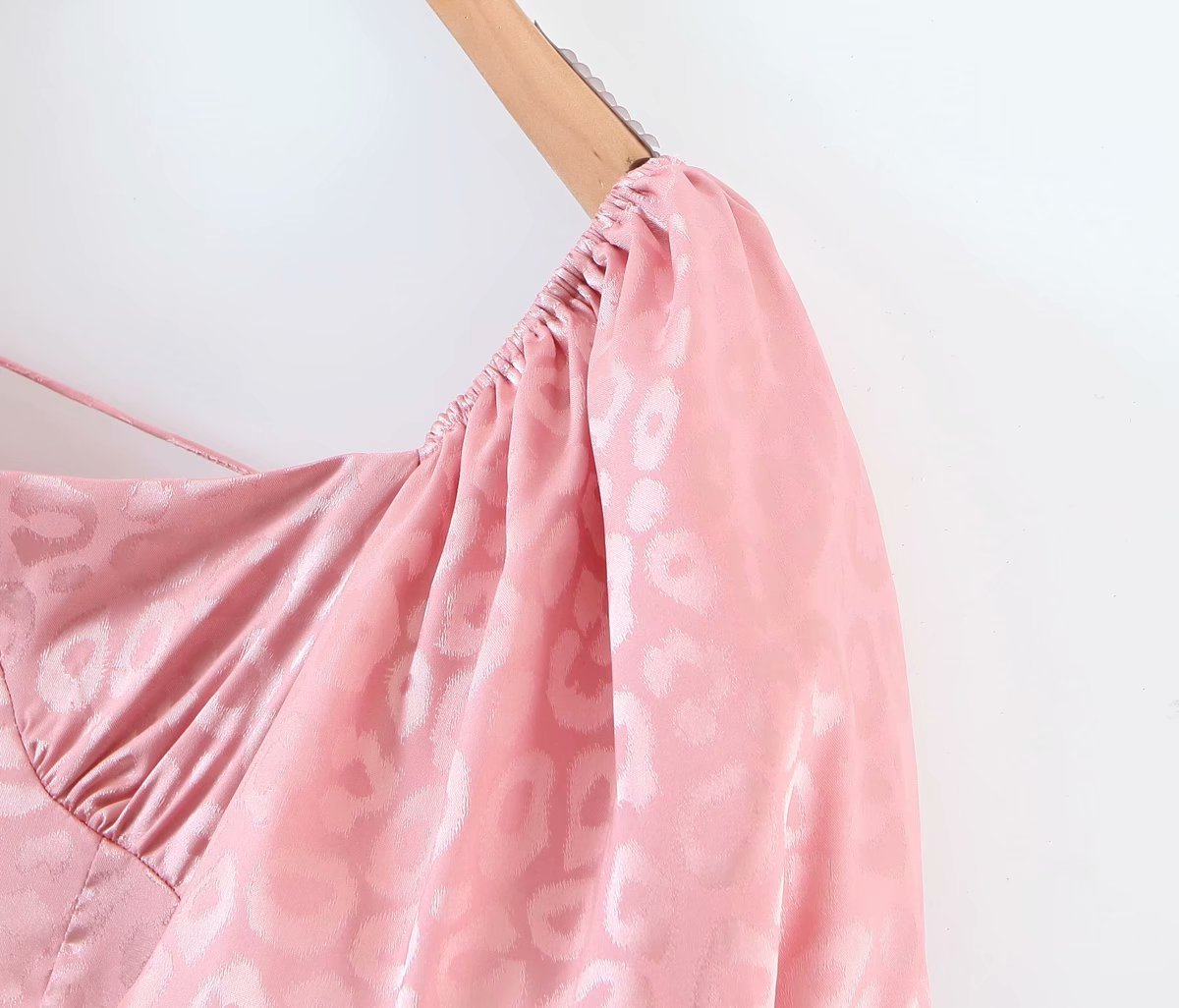 Ruffled Puff Sleeve Lace-up Backless Satin Mini Dresses