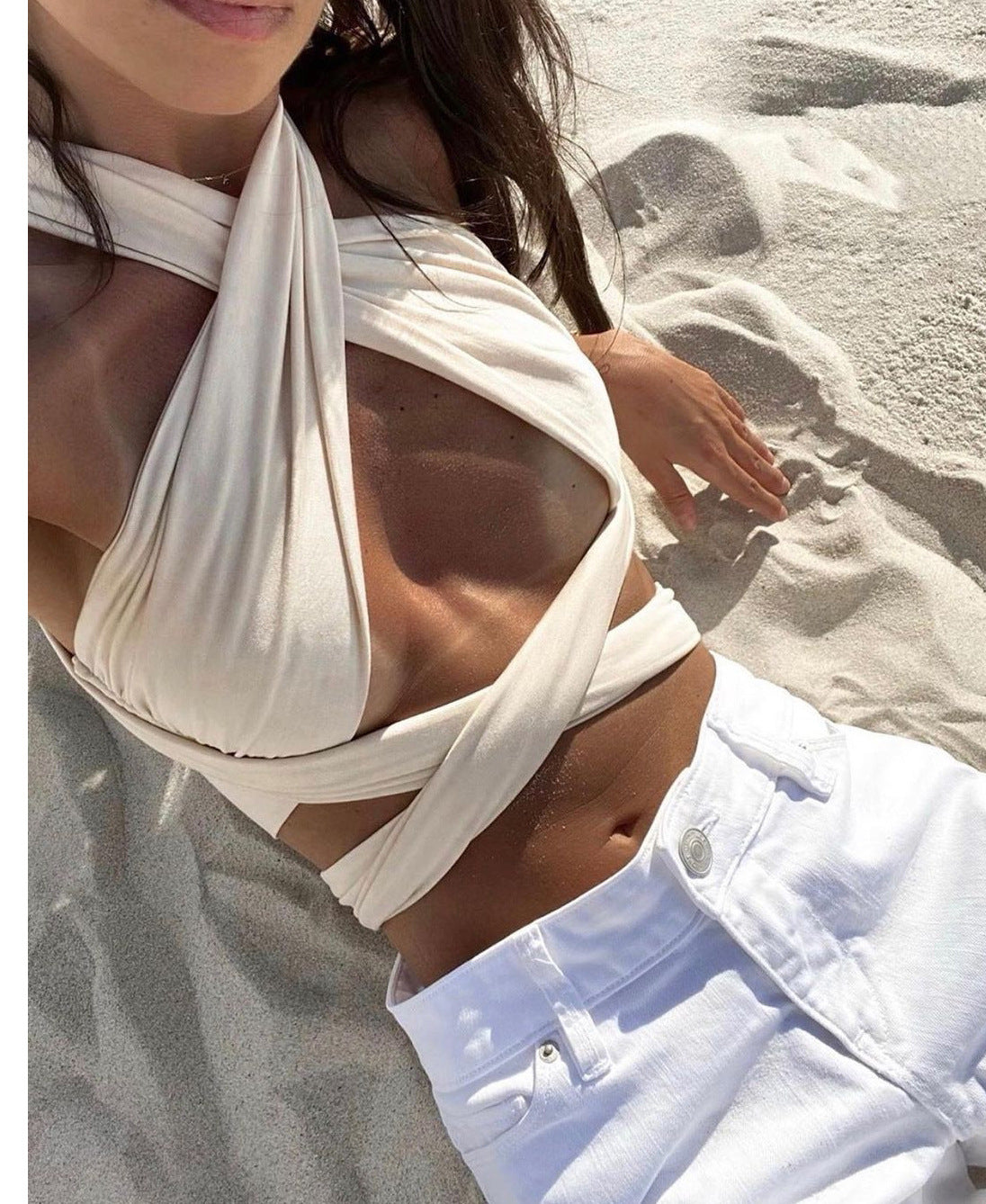 Backless Lace-up Halter Blouse Camis Tank Crop Tops