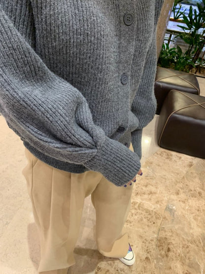 Single-breasted Vintage Lapel Sweater Outerwear