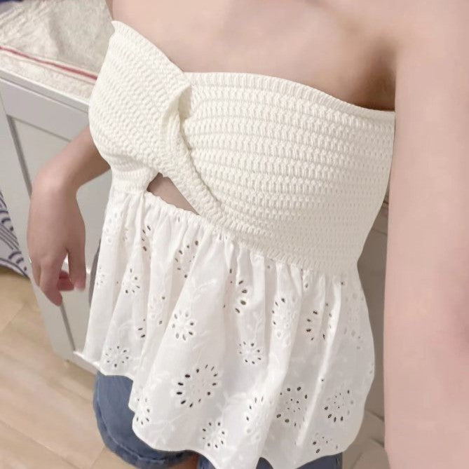 Floral Embroidery Knit Sweaters Blouses Tops