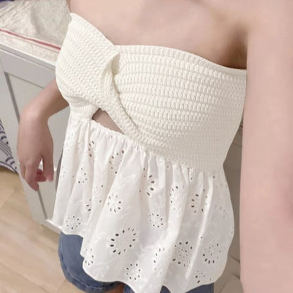 Floral Embroidery Knit Sweaters Blouses Tops