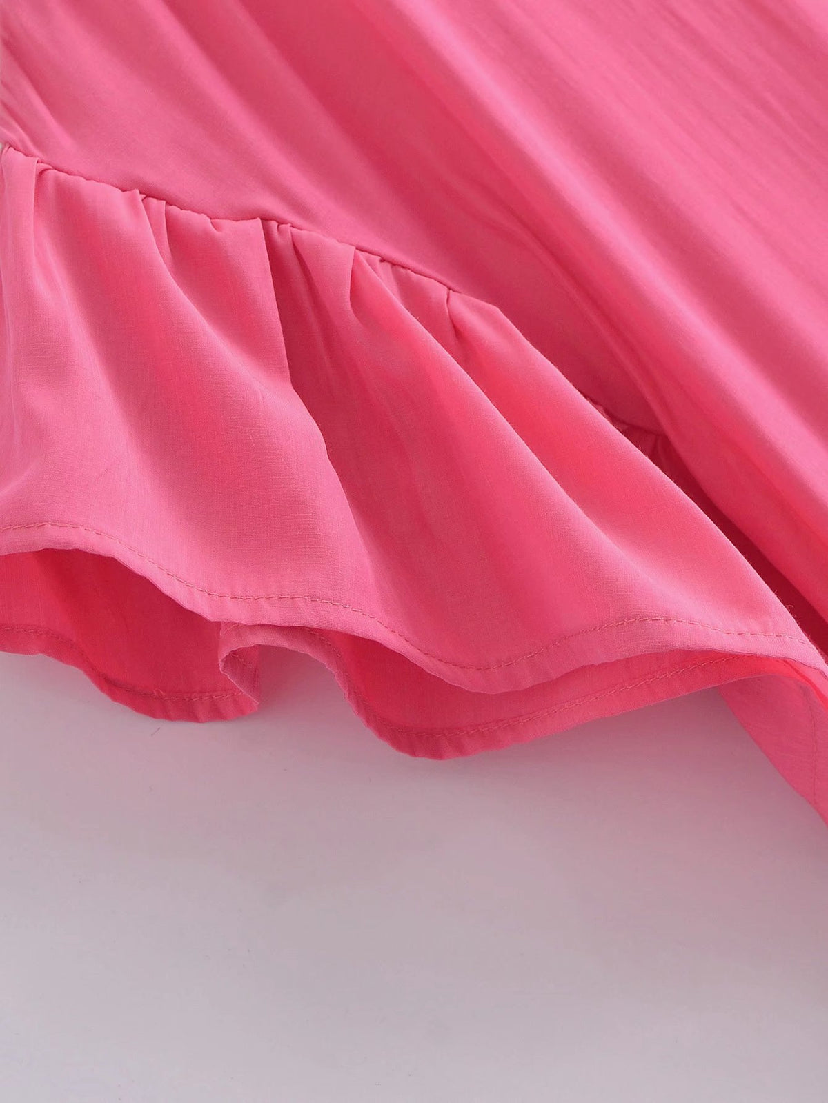 Splicing Shirred Frill Ruffles Sleeve Shirts Mini Dresses