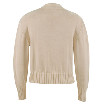 V-neck Knit Pile Collar Polo Sweaters Top