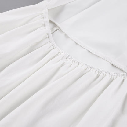 Lantern Bubbles Sleeve Ruffles Hem Backless Party Mini Dresses