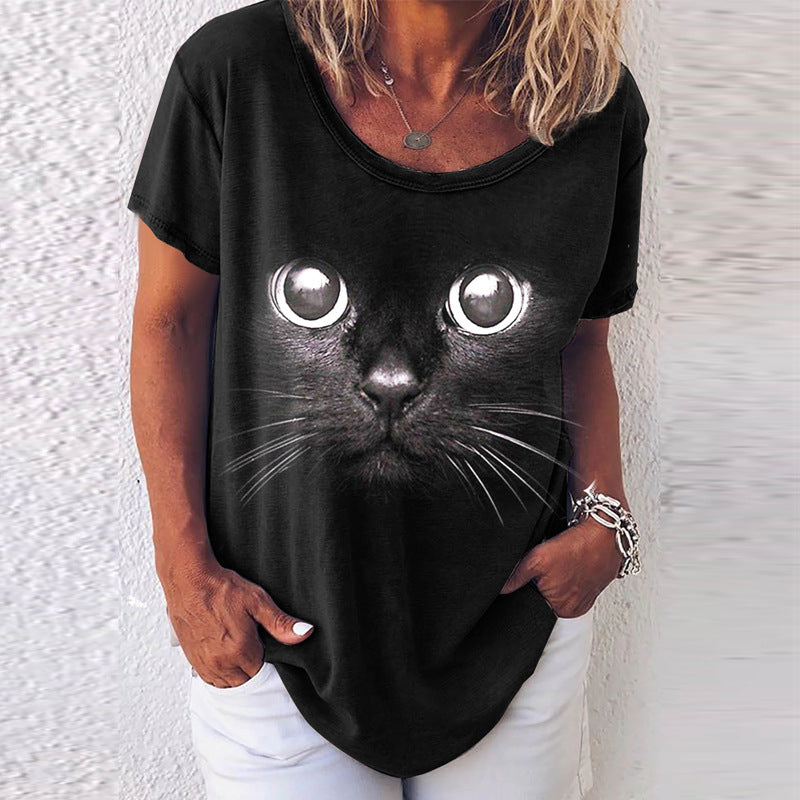 Round Neck Animal Printed T-Shirts Shirts Blouses