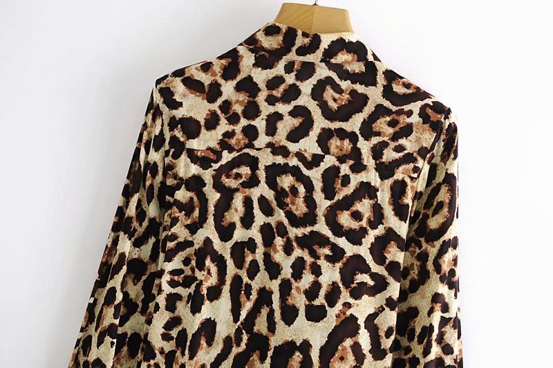 Lace-up Leopard Lapel Floral Mini Dresses