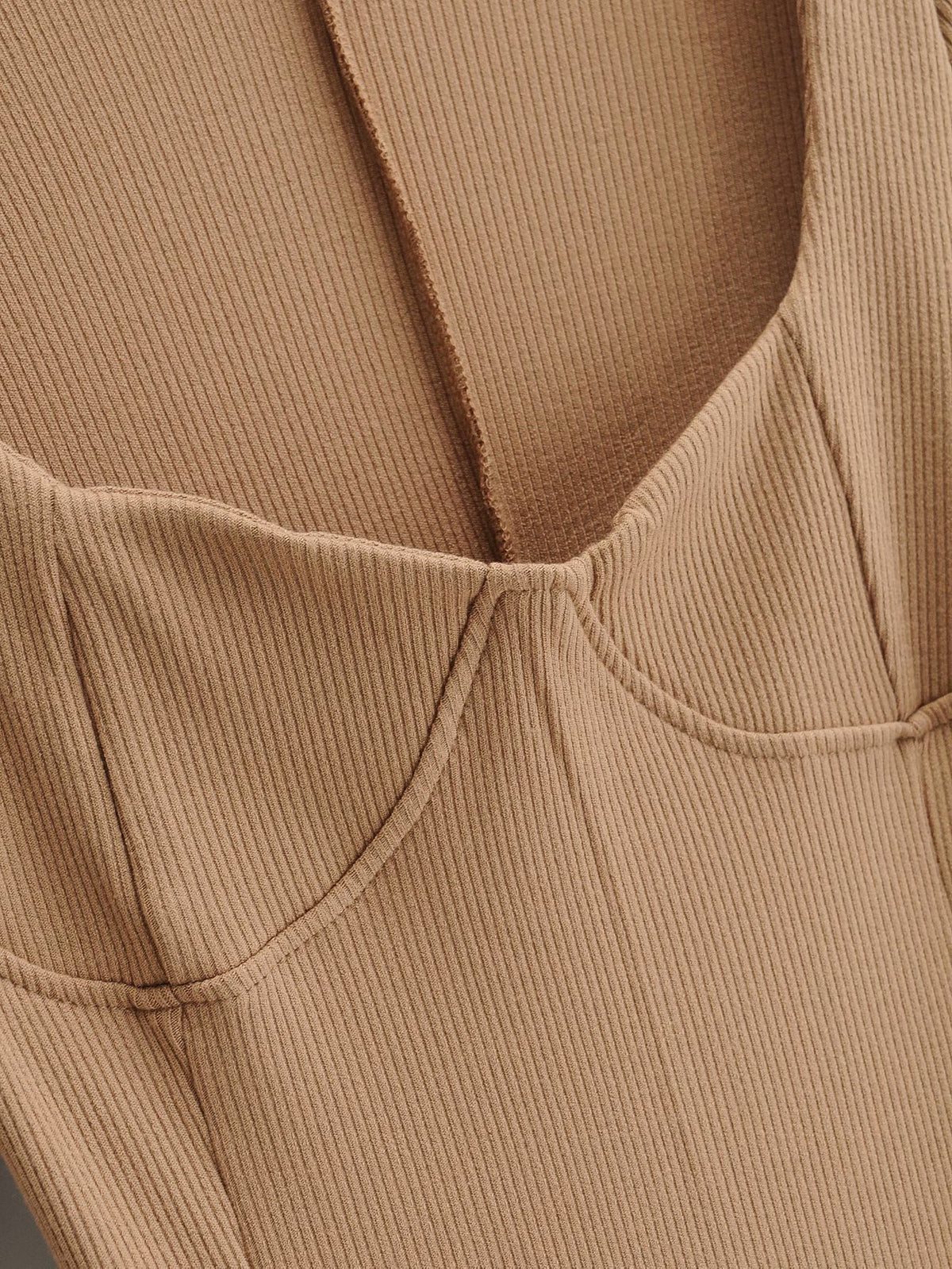 Vintage Square Collar Knit Sweater Midi Dresses