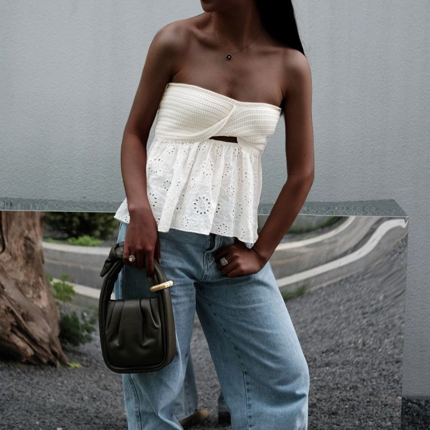 Floral Embroidery Knit Sweaters Blouses Tops