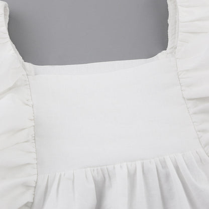 Square Collar Ruffled Lantern Sleeve Shirts Blouses
