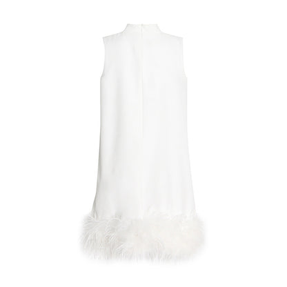 High Collar Tassel Feather Party Mini Dresses