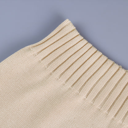 V-neck Knit Pile Collar Polo Sweaters Top