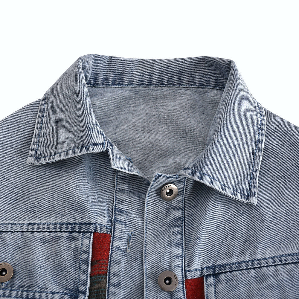 Casual Pile Collar Painting Tassel Denim Jacket Outerwear Cardigans