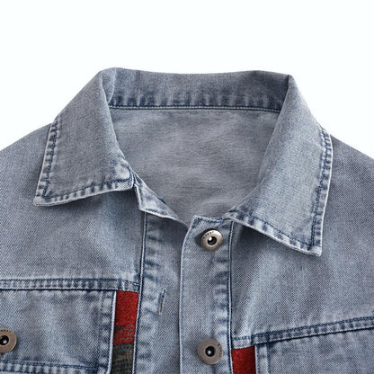 Casual Pile Collar Painting Tassel Denim Jacket Outerwear Cardigans