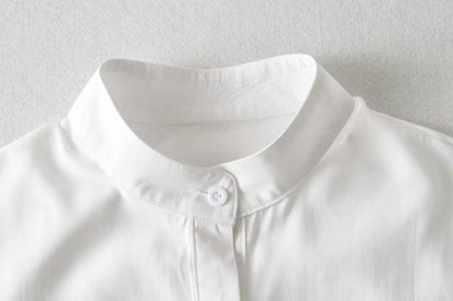 Elegant Flared Sleeve Mandarin High Collar Shirts Crop Tops
