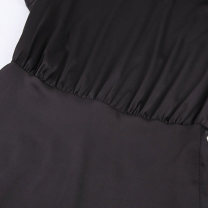 V-neck High Collar Satin Bodycon Mini Dresses