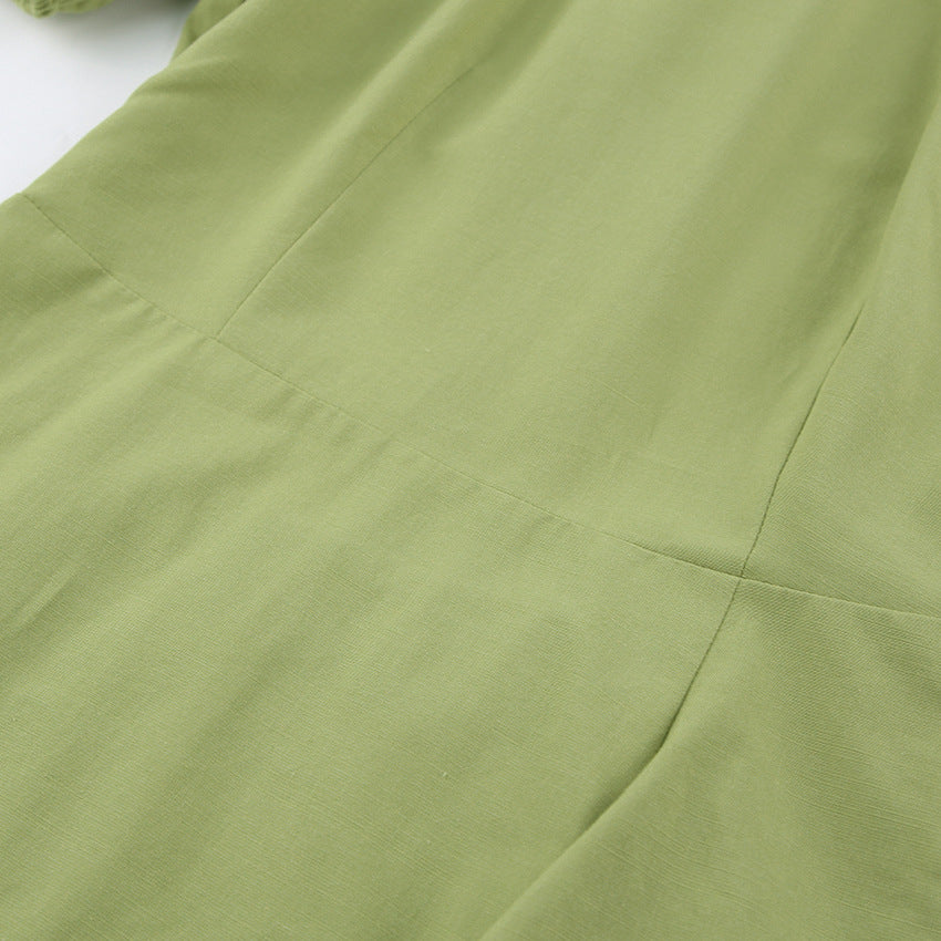 Lantern Bubbles Sleeve Ruffles Hem Backless Party Mini Dresses
